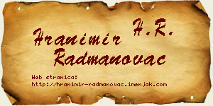Hranimir Radmanovac vizit kartica